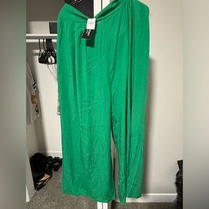 Green Wide Leg Pants. Plus Size